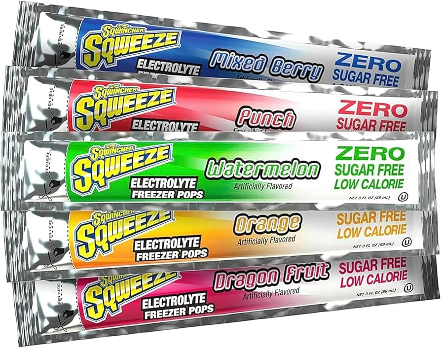 159200231 Sqwincher® Zero Sugar-Free Electrolyte Pops, Assorted, 3oz